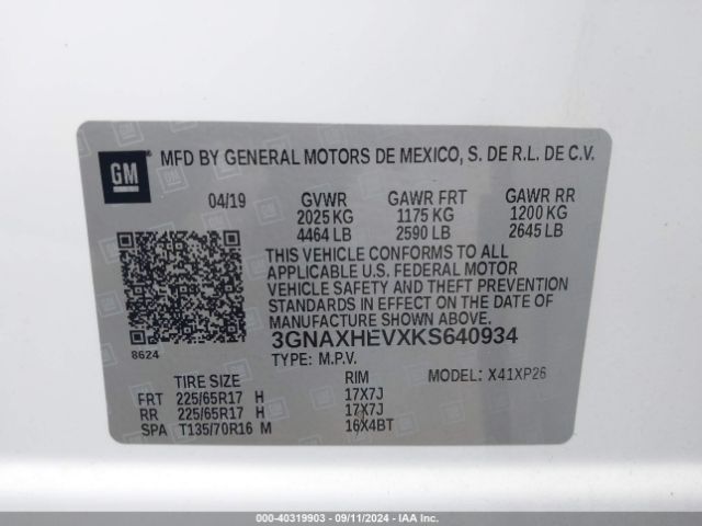 3GNAXHEVXKS640934 Chevrolet EQUINOX LS