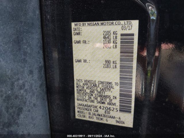 1N4AA6AP1HC420625 Nissan Maxima 3.5 Platinum