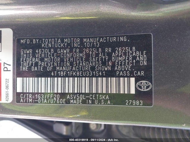 Toyota CAMRY SE 2014 4T1BF1FK8EU331541 Image 9