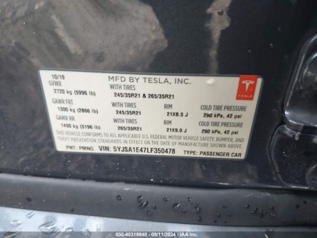 5YJSA1E47LF350478 Tesla Model S Performance Dual Motor All-wheel Drive