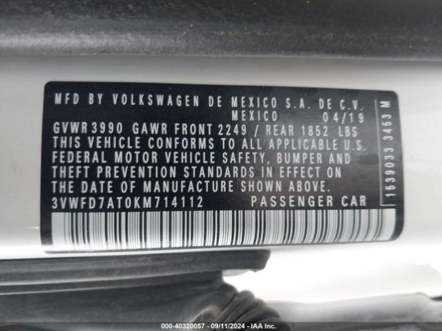 3VWFD7AT0KM714112 Volkswagen Beetle 2.0t Final Edition Se/2.0t Final Edition Sel/2.0t S
