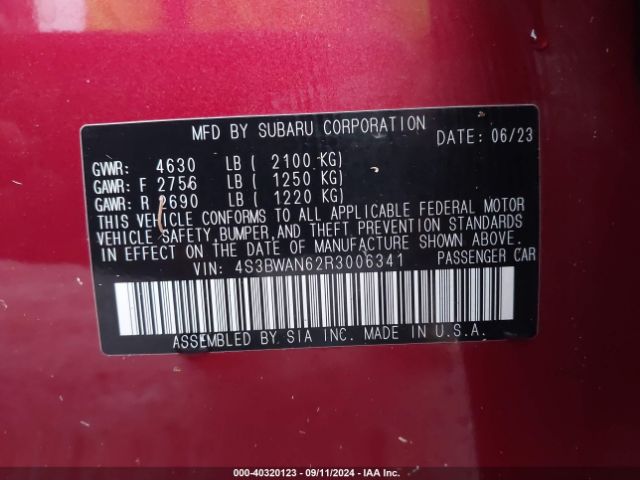 4S3BWAN62R3006341 Subaru Legacy Limited
