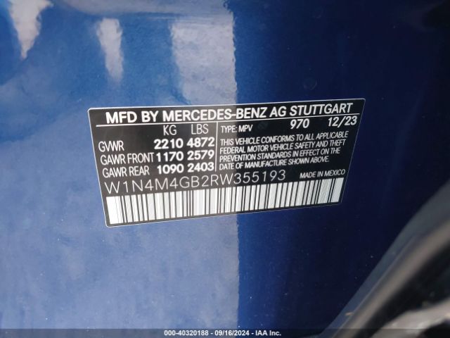 W1N4M4GB2RW355193 Mercedes-Benz GLB 250