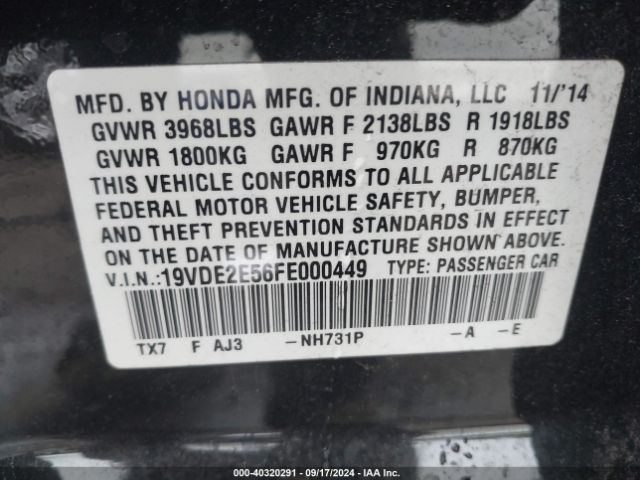 19VDE2E56FE000449 Acura Ilx 2.4l