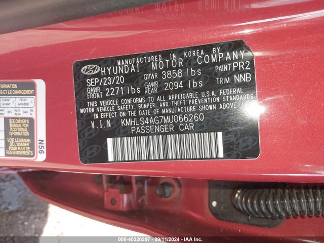 Hyundai ELANTRA SEL 2021 KMHLS4AG7MU066260 Image 9