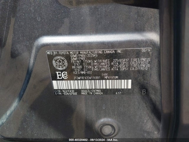 Toyota Rav4 Xle 2014 2T3WFREV2EW114991 Image 9