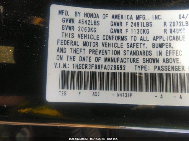 Honda Accord Ex-l V-6 2015 1HGCR3F89FA028692 Image 9