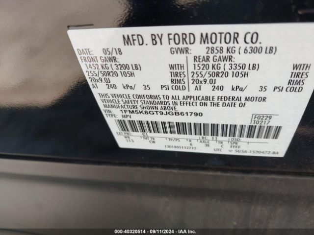 1FM5K8GT9JGB61790 Ford EXPLORER SPORT