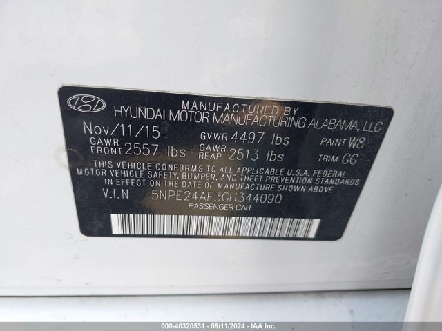 Hyundai SONATA SE 2016 5NPE24AF3GH344090 Image 9