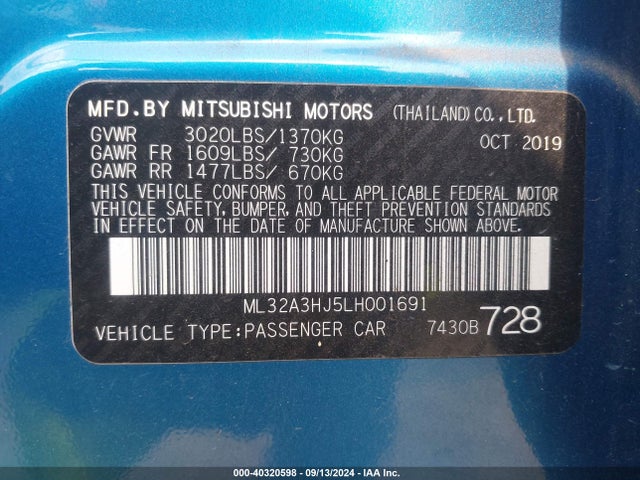 2020 MITSUBISHI MIRAGE ML32A3HJ5LH001691 Photo 8