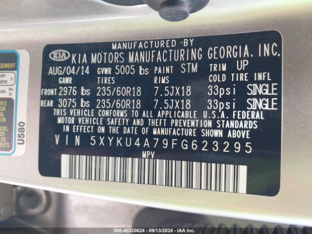 5XYKU4A79FG623295 KIA Sorento Ex V6