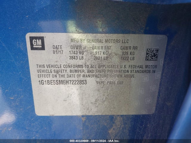 Chevrolet Cruze Lt Auto 2017 1G1BE5SM6H7222853 Image 9