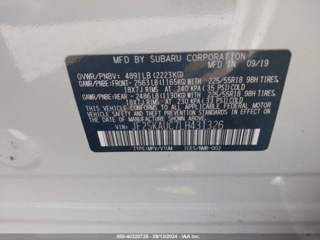 JF2SKAUC7LH431326 Subaru Forester Limited