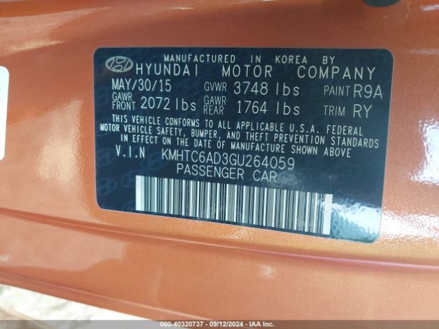 KMHTC6AD3GU264059 Hyundai Veloster