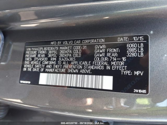 YV4A22PL8G1036479 Volvo Xc90 T6 Inscription