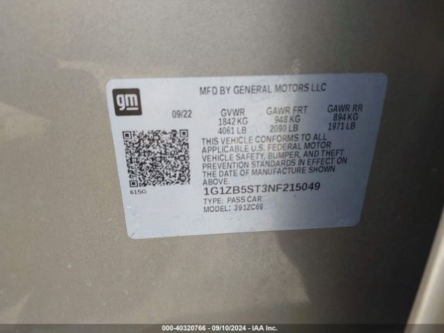1G1ZB5ST3NF215049 Chevrolet Malibu Fwd Ls