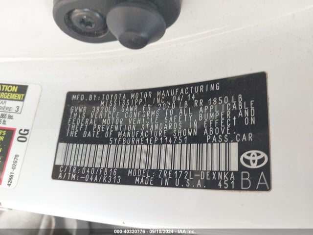 Toyota Corolla Le Plus 2014 5YFBURHE1EP114751 Image 9