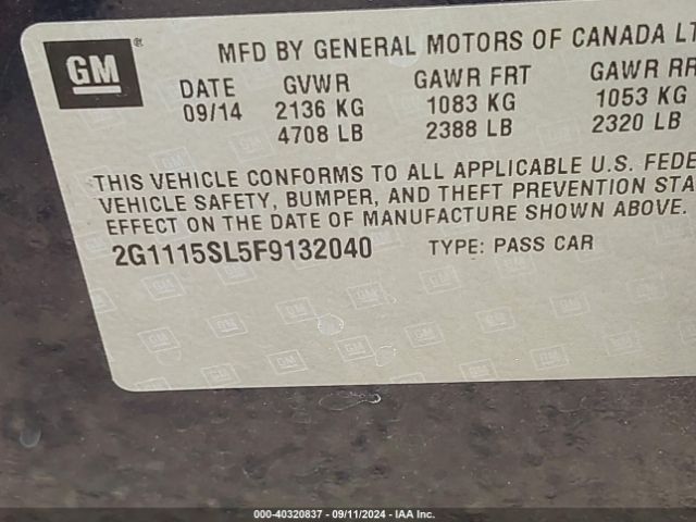 2G1115SL5F9132040 Chevrolet IMPALA 1LT