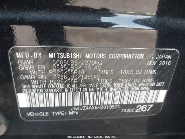 2017 MITSUBISHI OUTLANDER JA4JZ4AX6HZ019571 Photo 8
