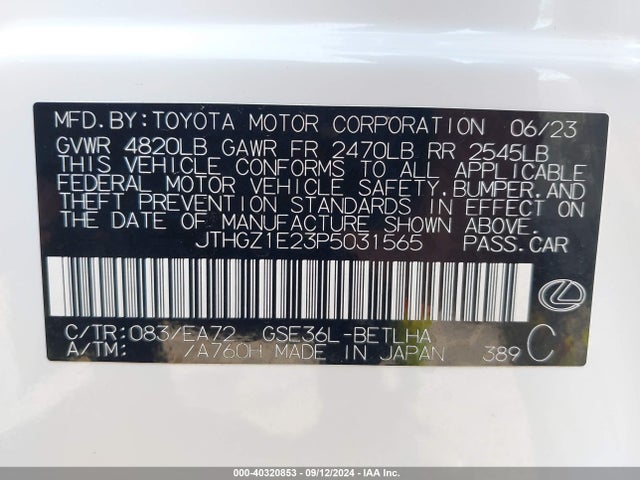 JTHGZ1E23P5031565 Lexus 2gr-fks