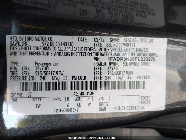 Ford Focus Titanium 2015 1FADP3N28FL230276 Image 9