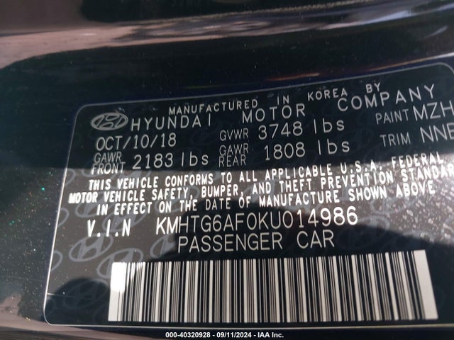 Hyundai Veloster 2.0 2019 KMHTG6AF0KU014986 Image 9