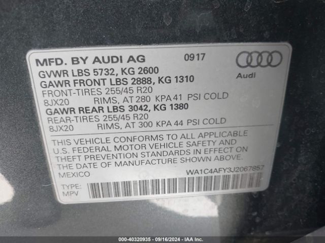 WA1C4AFY3J2067857 Audi Sq5 3.0t Premium Plus