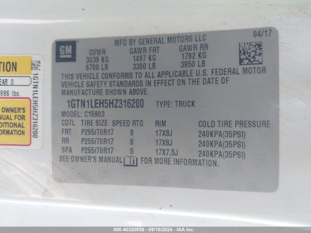 1GTN1LEH5HZ316200 GMC SIERRA 1500