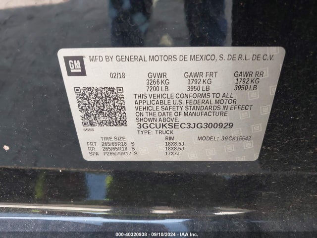Chevrolet Silverado 1500 2lz 2018 3GCUKSEC3JG300929 Image 9