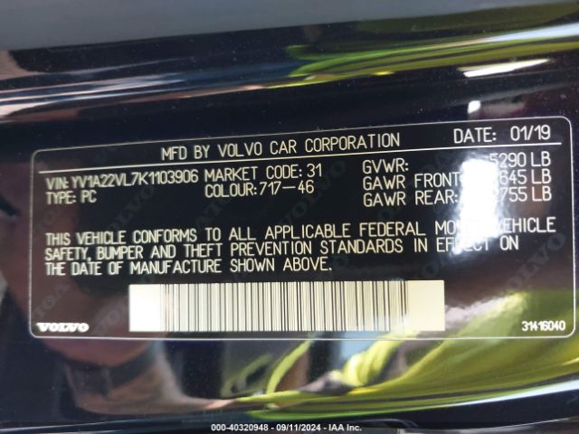 YV1A22VL7K1103906 Volvo V90 T6 Inscription
