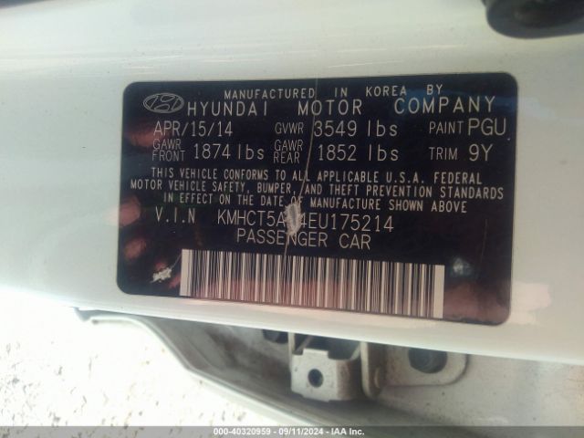 KMHCT5AE4EU175214 Hyundai ACCENT GS