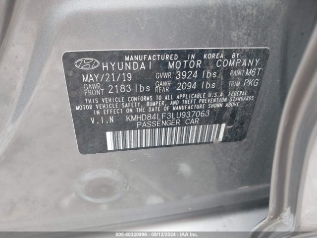 KMHD84LF3LU937063 Hyundai ELANTRA SEL