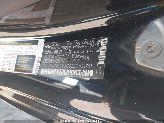 2011 MINI COOPER S WMWSV3C52BTY14751 Photo 8