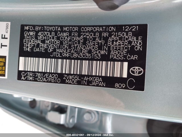 Toyota Prius Xle Awd-e 2022 JTDL9MFU8N3035153 Image 9