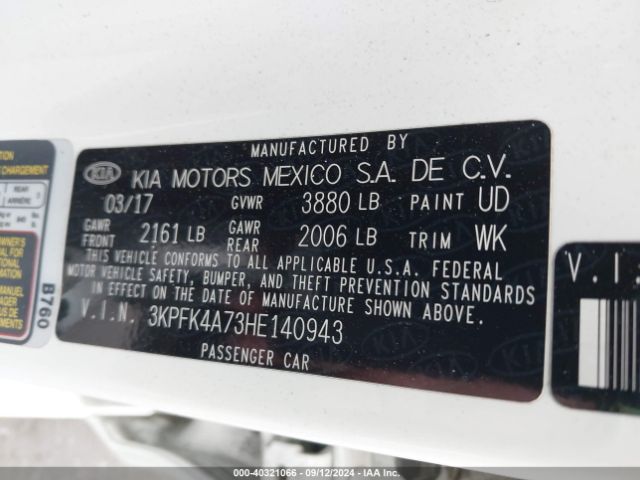 3KPFK4A73HE140943 KIA FORTE LX