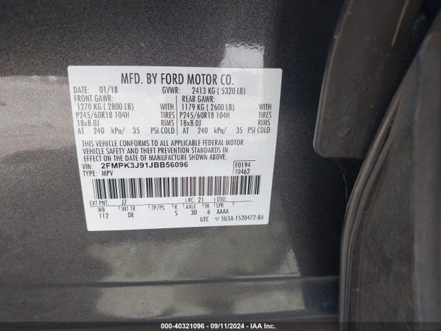 Ford EDGE SEL 2018 2FMPK3J91JBB56096 Image 9