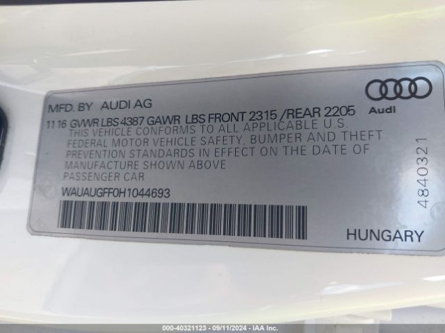 WAUAUGFF0H1044693 Audi A3 2.0t Premium