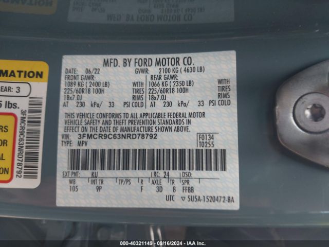 3FMCR9C63NRD78792 Ford Bronco Sport Outer Banks