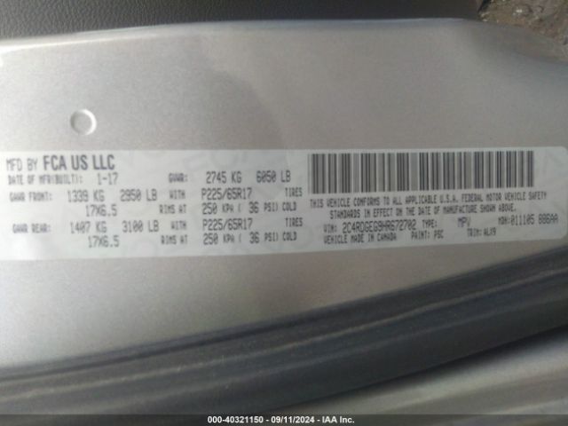 2C4RDGEG9HR672702 Dodge Grand Caravan Gt
