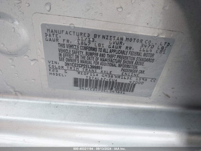 Nissan Versa Note Sv 2014 3N1CE2CP2EL399851 Image 9