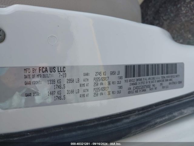 2C4RDGCG2KR750392 Dodge Grand Caravan Sxt