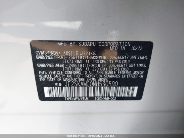 JF2SKAMC0NH530590 Subaru Forester Wilderness