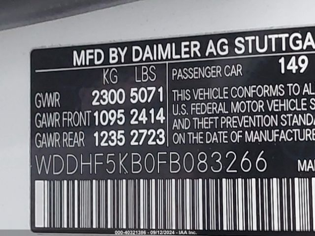WDDHF5KB0FB083266 Mercedes-Benz E 350