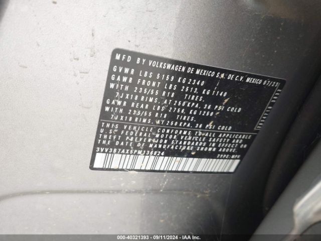 3VV3B7AX5PM136824 Volkswagen Tiguan 2.0t Se
