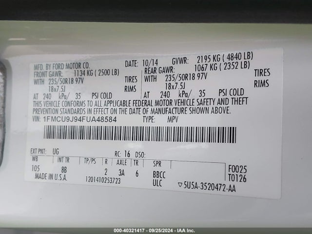 1FMCU9J94FUA48584 Ford Escape Titanium