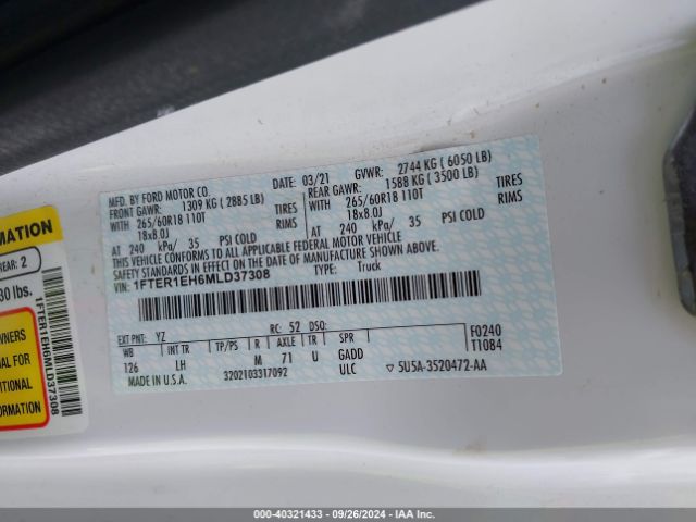 1FTER1EH6MLD37308 Ford RANGER XL