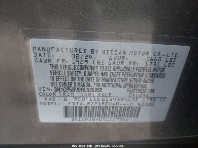 Nissan Kicks S Xtronic Cvt 2024 3N1CP5BV0RL529952 Image 9