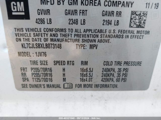 2020 CHEVROLET TRAX KL7CJLSBXLB073148 Photo 8
