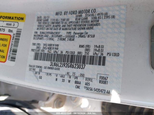 3LN6L2J92GR623037 Lincoln MKZ