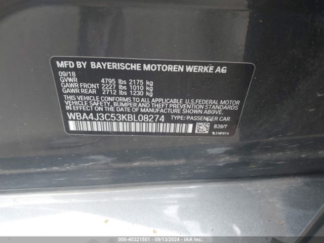 WBA4J3C53KBL08274 BMW 430i Gran Coupe Xdrive